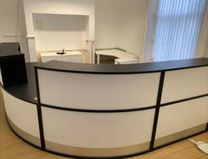 reception desk installation for a new office.